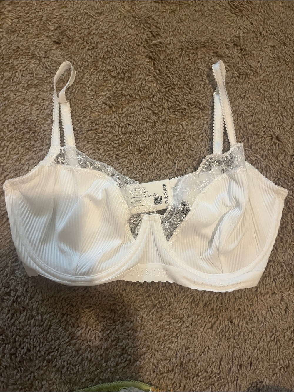 Lounge 34ff uk 34h us ribbed white balcony bra